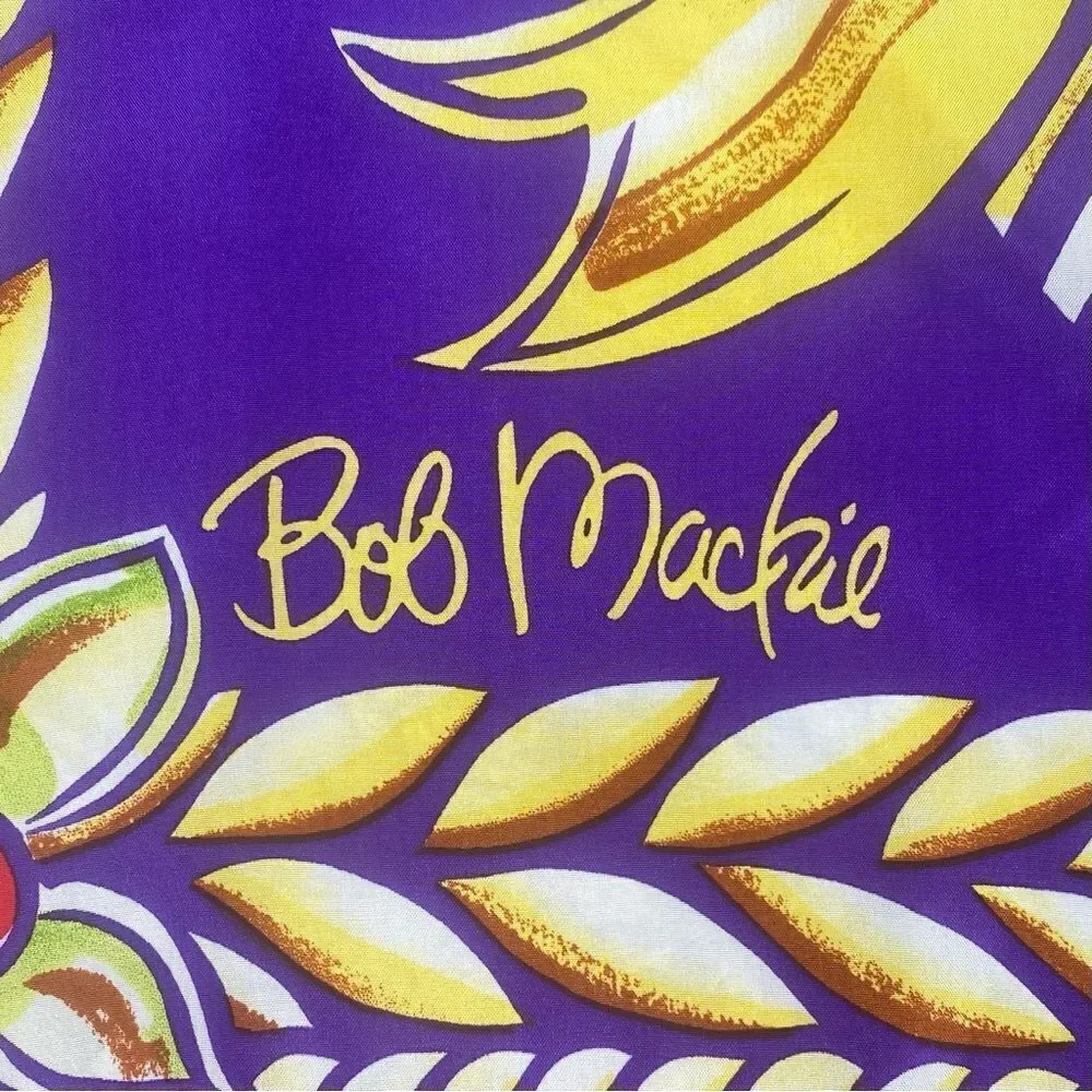New Bob Mackie Wearable Art Silk Purple, Burgundy & Gold Floral/Bow Scarf/Wrap.
